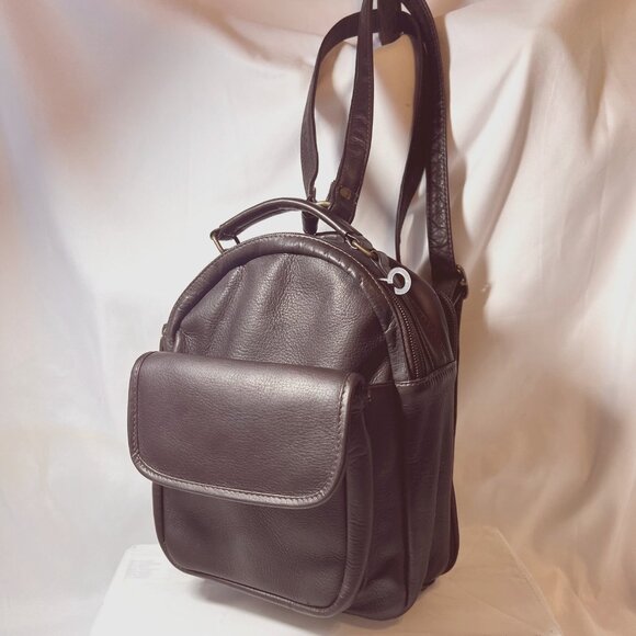 Brown Leather Back Pack-Small-NWOT-CC/ID Holder-Handle-Adjustable Strap-Unisex main image 11